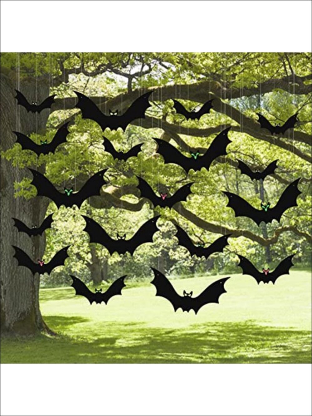 18 Pc Hanging Bats Halloween Decoration Outdoor Weatherproof Plastic